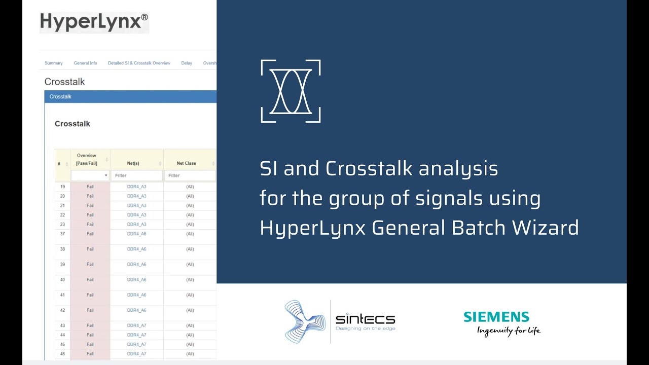Signal integrity and Crosstalk analysis for the group of signals with HyperLynx General Batch Wizard