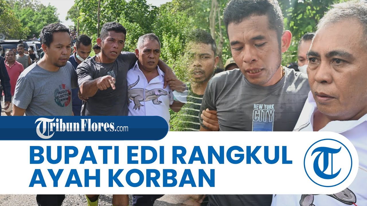 Bupati Manggarai Barat Rangkul Ayah Korban Tenggelam di Sungai Tiwu Pai Saat Evakuasi