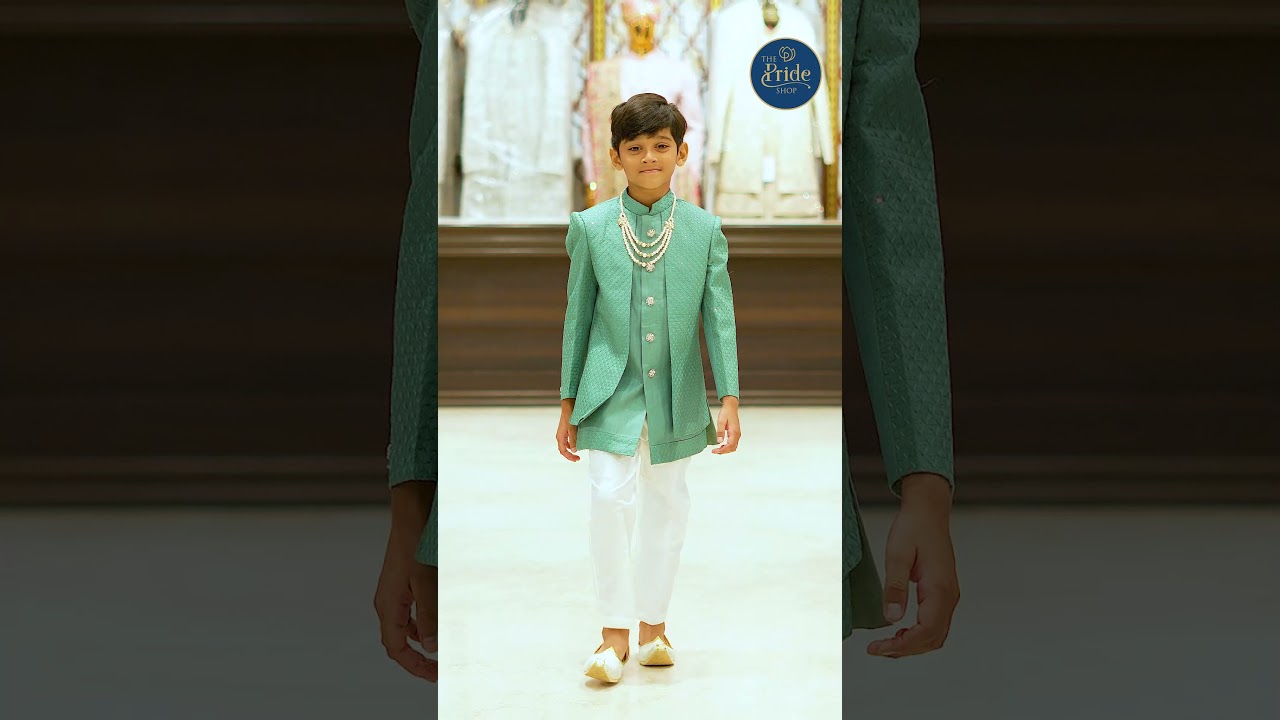 Stylish Kids Ethnic Wear | Royal Mint Green Indo-Western Outfit for Boys | The Pride Shop