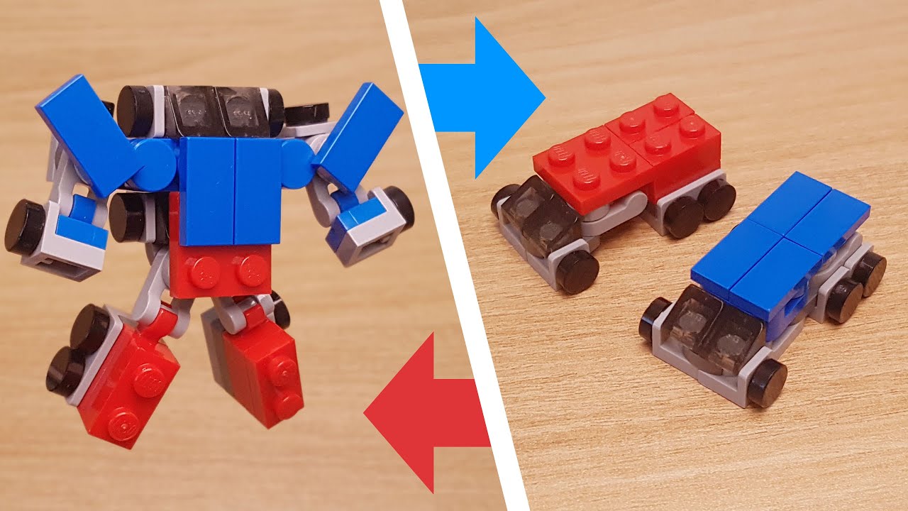 Mini Brick Cegła Dwie ciężar&oacute;wki z sześcioma k&oacute;łkami łączącymi Robot Transformer - Duotruck #Lego #M