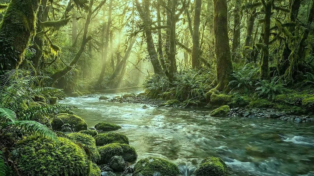 [ASMR] Forest Ambience 🌿 Peaceful River Stream, Sun Rays, Bird Chirping for Relax, Deep Sleep