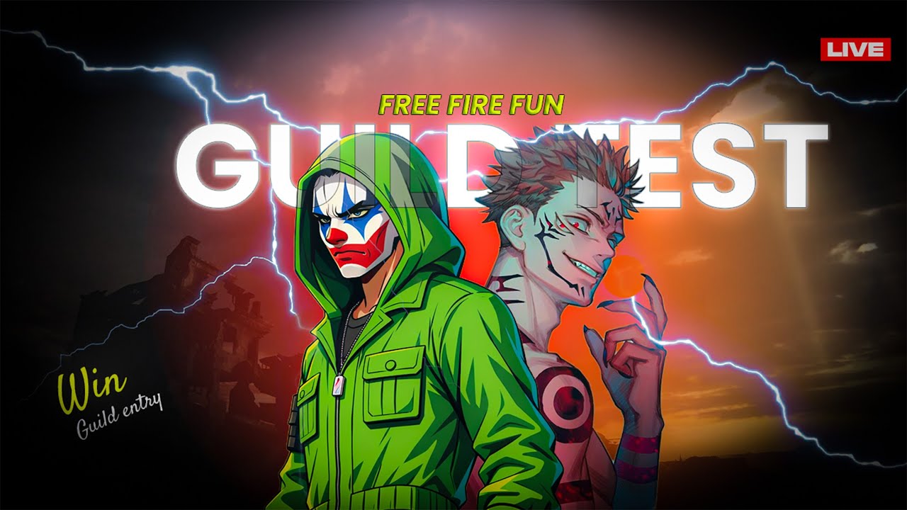 FREE FIRE GUILD TEST LIVE😱| NOOB vs PRO TEST | JOIN & SHOW SKILLS🎯#freefirefun #guildtest #freefire