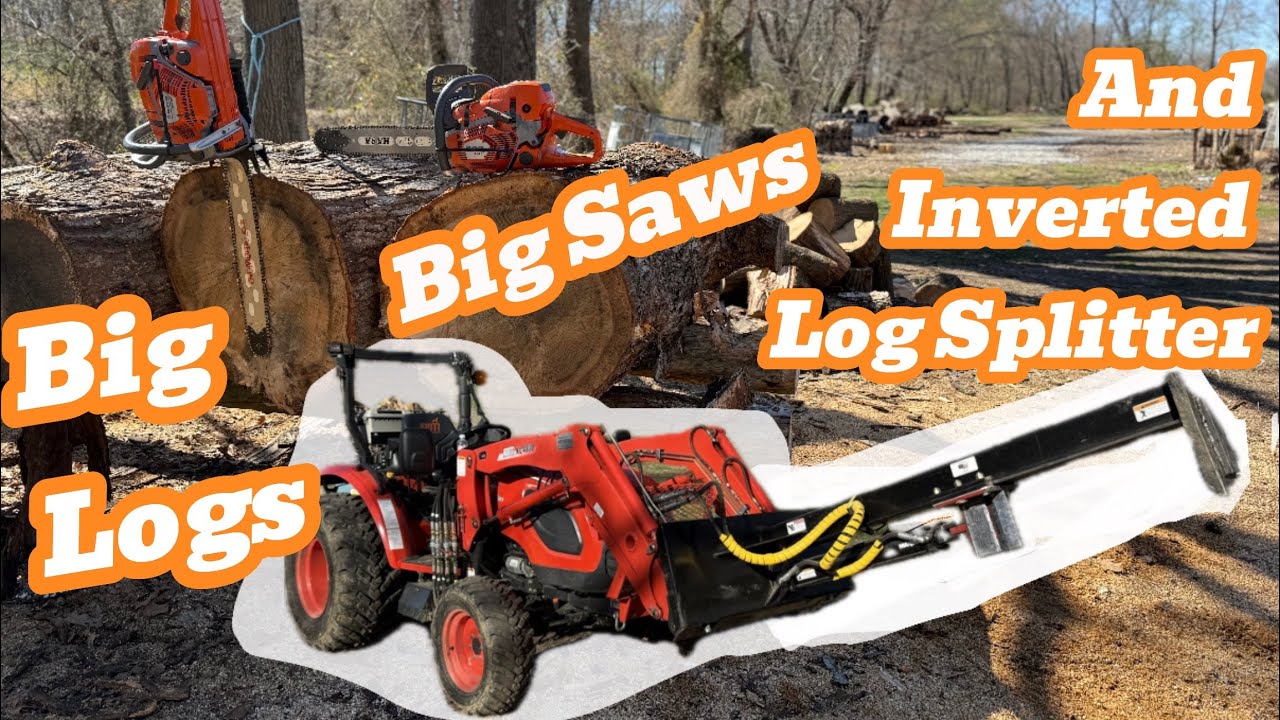 Big Tree Service Wood = Husqvarna 592xp & Inverted Log Splitter‼️ #firewood