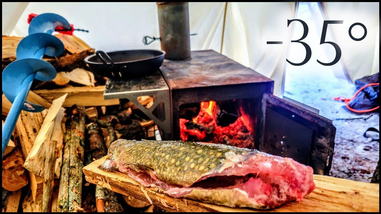 -35° Solo Camping 4 Days | Snowstorm, Ice Fishing & First Sighting of ???