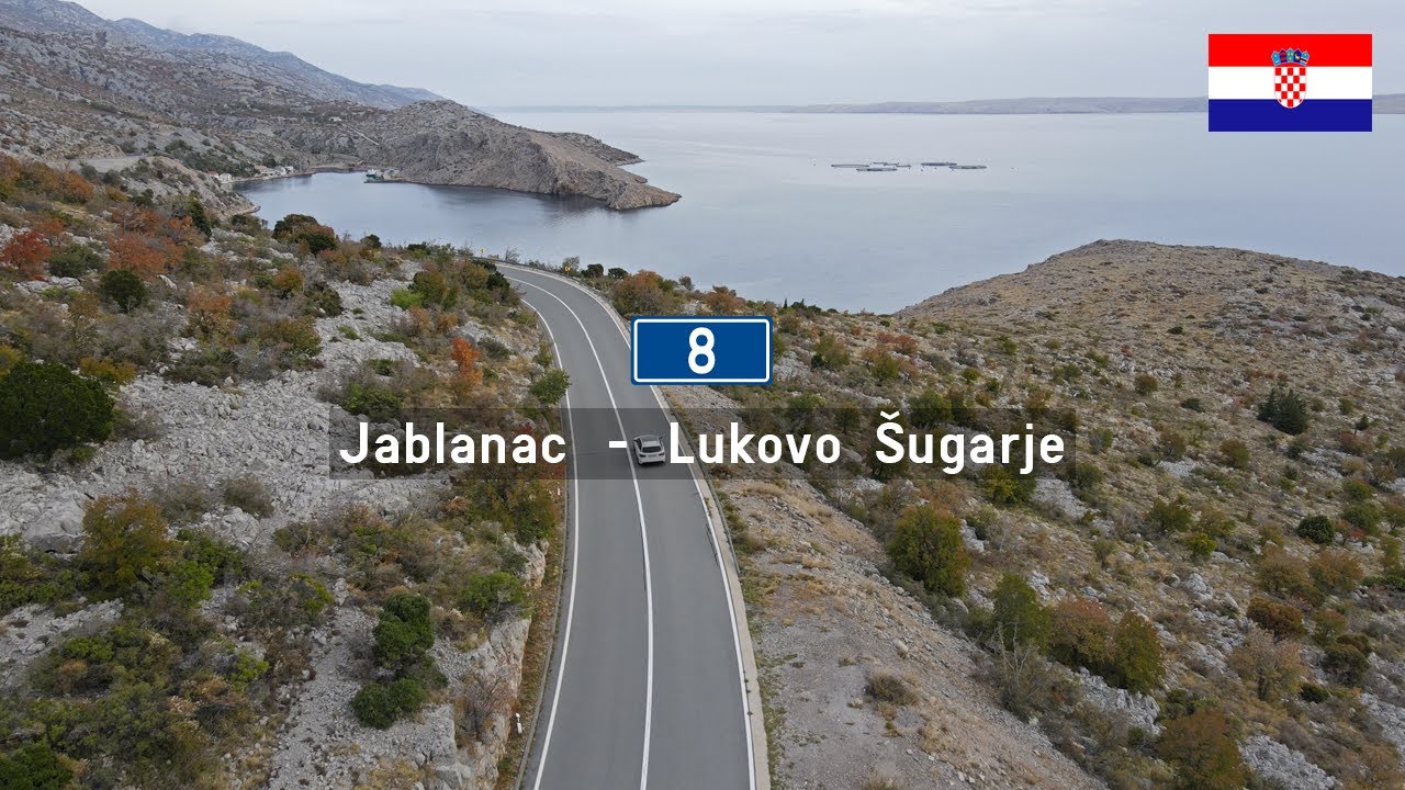 Driving in Croatia: D8 from Jablanac to Lukovo Šugarje - Adriatic Coast Scenic Drive