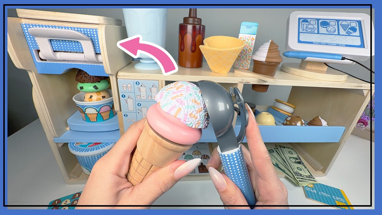 ASMR 🍨 Unboxing Organizing & Play Melissa & Doug Cool Scoops Ice Creamery | Wooden Sounds✨No Talking