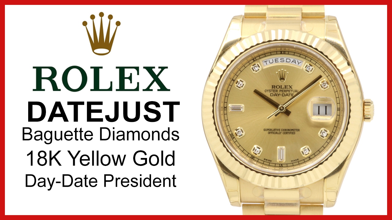 ▶ Rolex Day-Date II, Yellow Gold President, Champagne Diamond Dial, Fluted Bezel, REVIEW - 218238