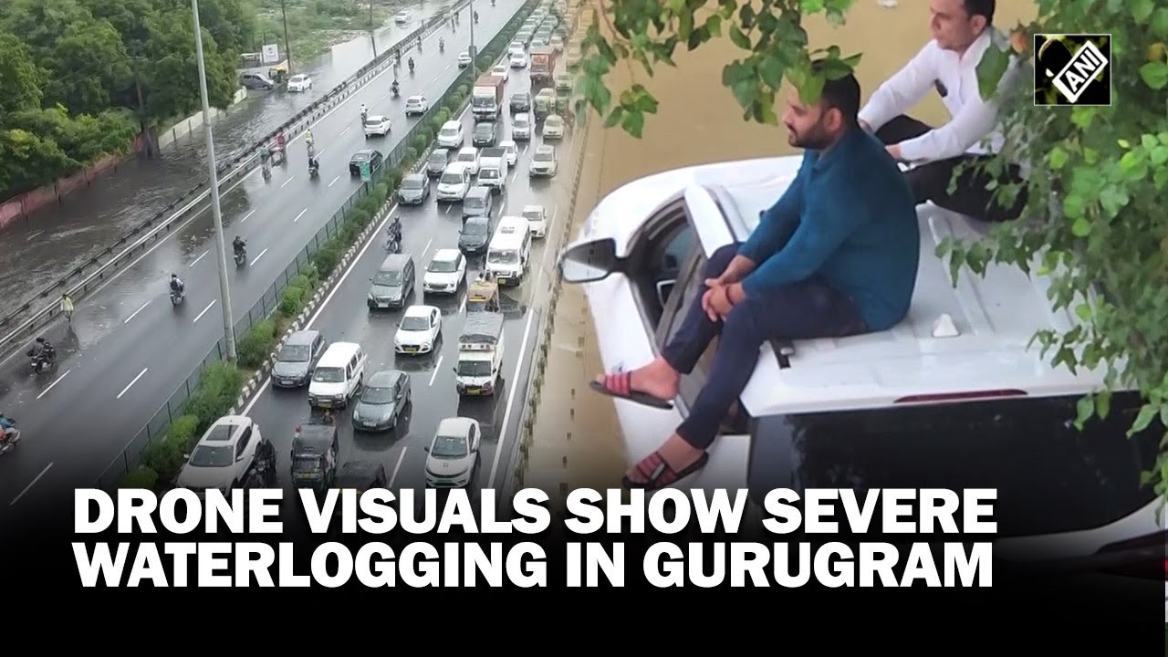 Drone visuals show severe waterlogging in Gurugram, throwing life out of gear