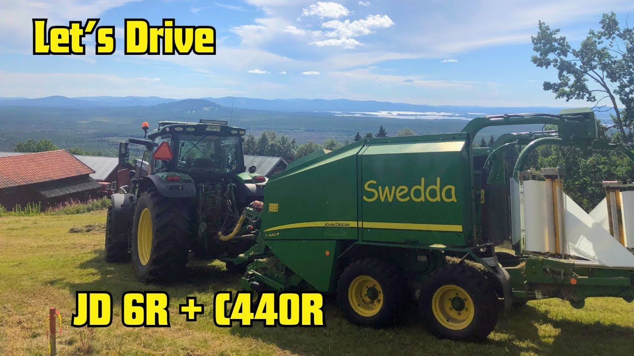 Вид кабины │ John Deere 6155R + JD C440R Пресс-подборщик │ Прессование силоса