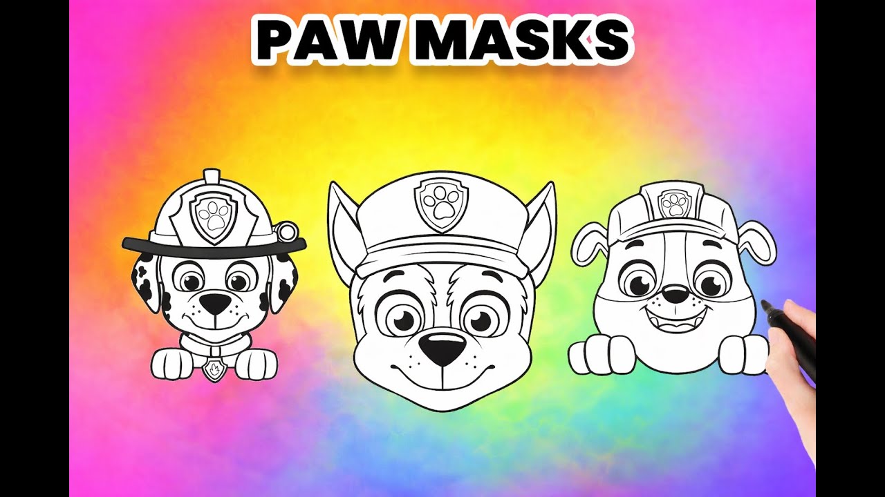 PAW MASKS Drawing for Kids 🐾🎨 | Easy Step-by-Step Paw Patrol Masks | Fun Coloring
