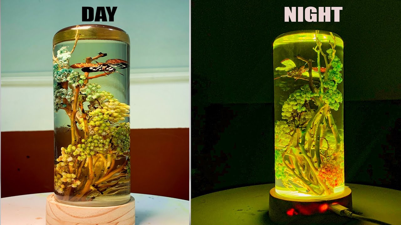 Dry Flowers and Insects Night Lamp Epoxy / resin art