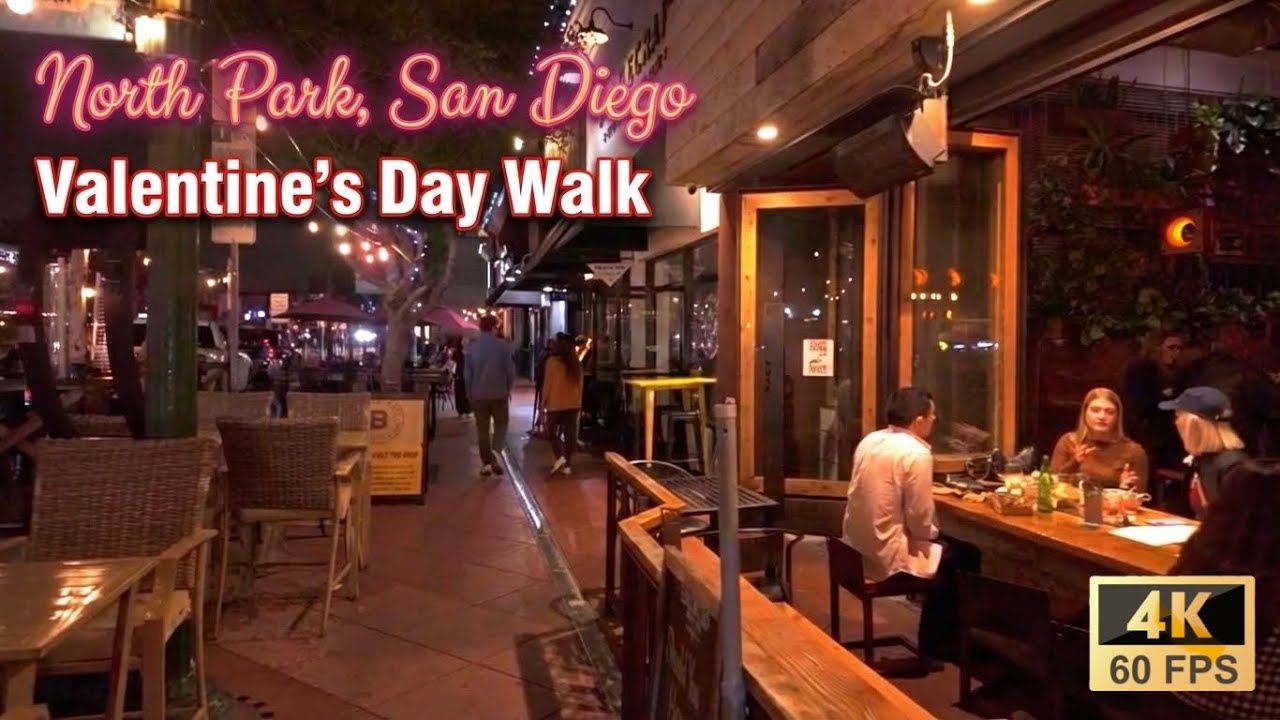 Valentine's Day in San Diego's North Park! City Nighttime Walk
