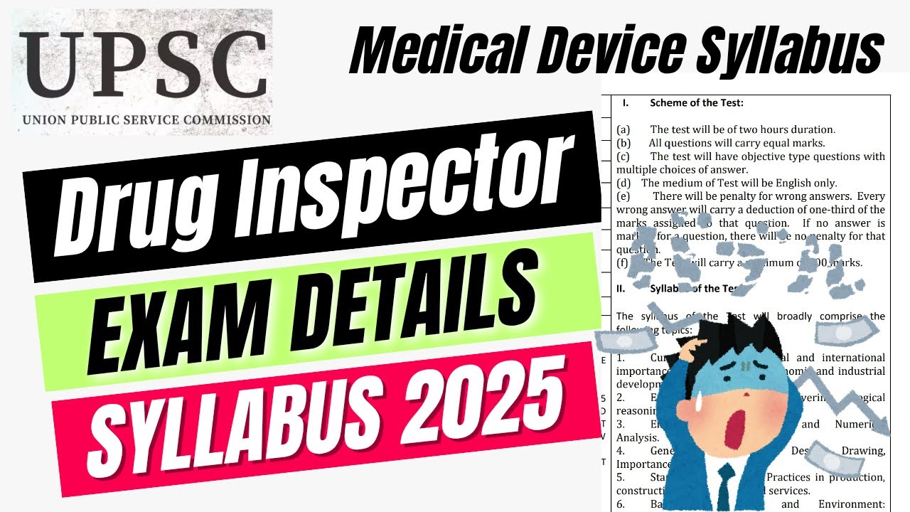 UPSC Drug Inspector Vacancy Update || Exam Details || Drug Inspector Medical Devices Syllabus