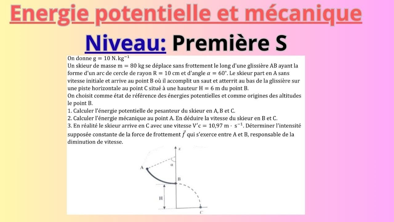 Première S / Exercice Corrigé sur Energie Potentielle et Mécanique