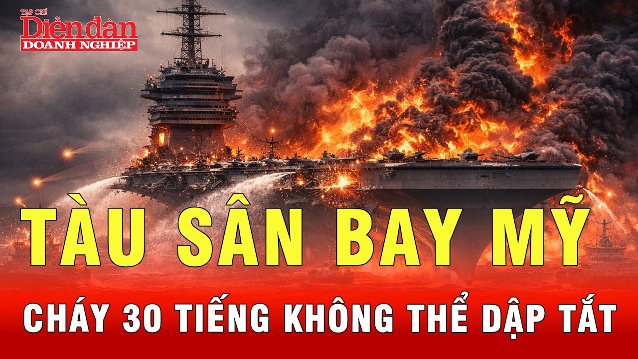 Cận cảnh hỗn loạn 600 thủy thủ trên tàu sân bay Mỹ bị cháy 30 tiếng liên tục | Tin tức 24h