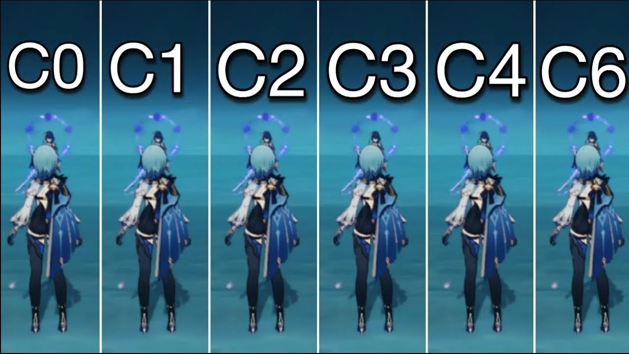Eula C0 to C6 changes damage showcase : genshin impact