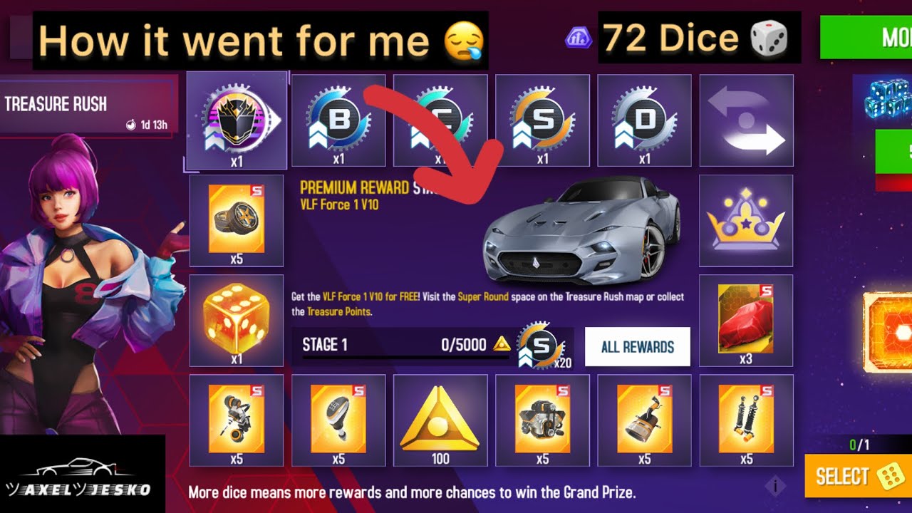 VLF Force 1 V10 Treasure Rush - How it went for me 🎲 | Asphalt 8