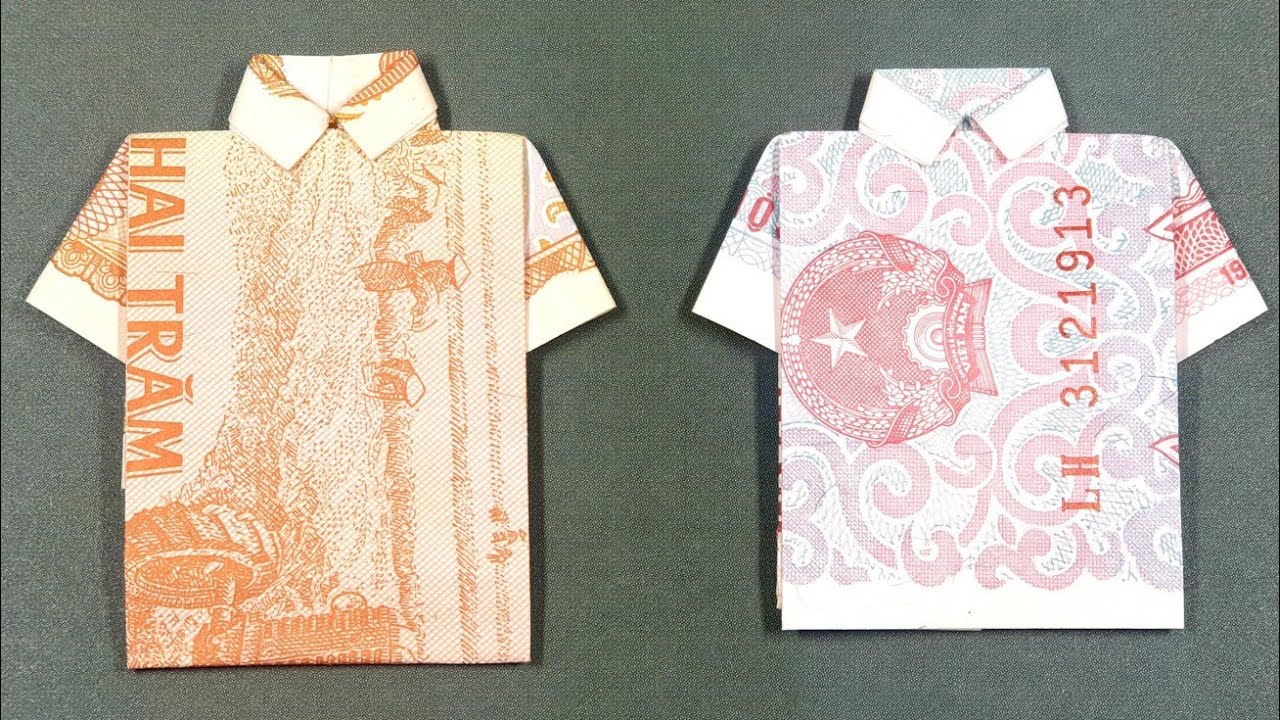 Phong Tran Origami | Money size 1x2 | Origami Shirt | Money Origami
