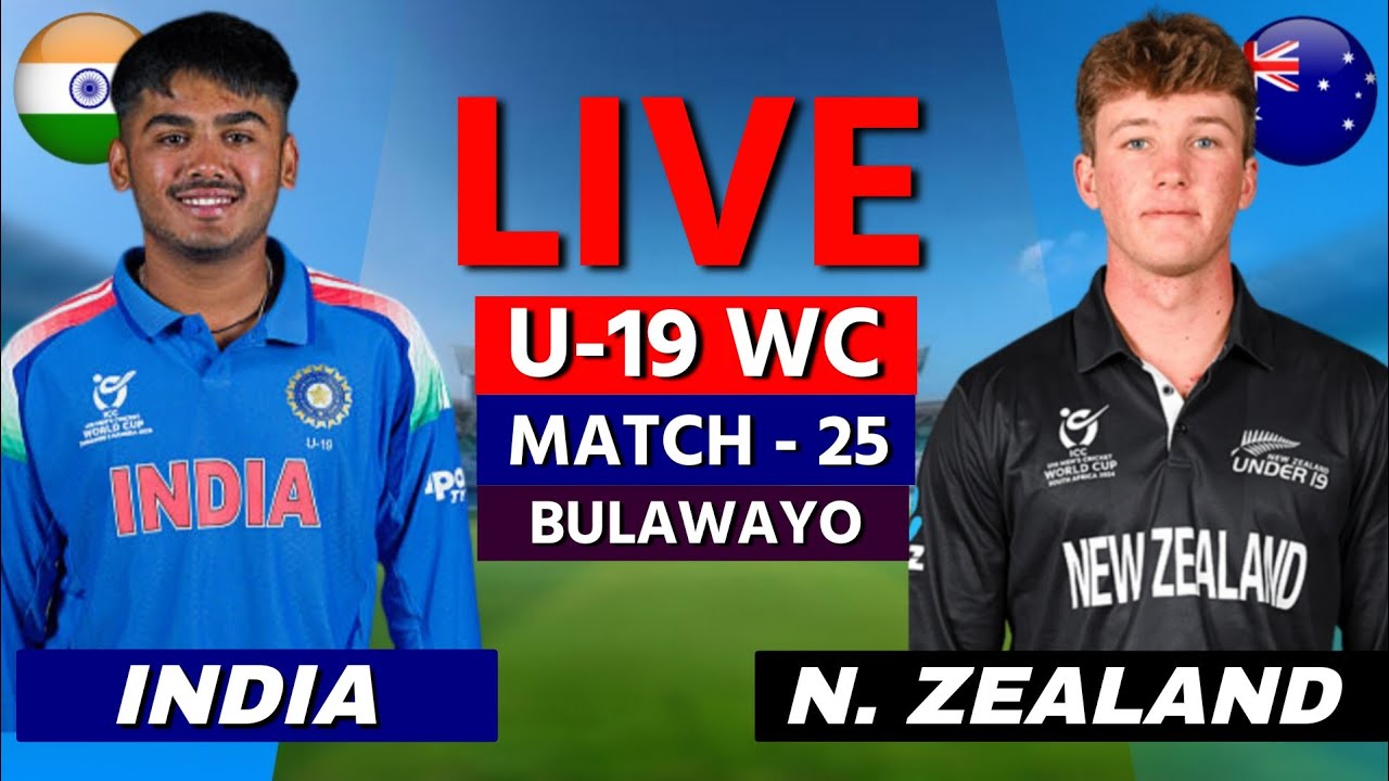 🔴 Live: IND U19 vs NZ U19, 24th Match, U19 World Cup 2026, Live Cricket Score & Commentary