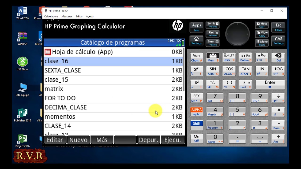 16.- HP PRIME PROGRAMAS : MATRIZ 