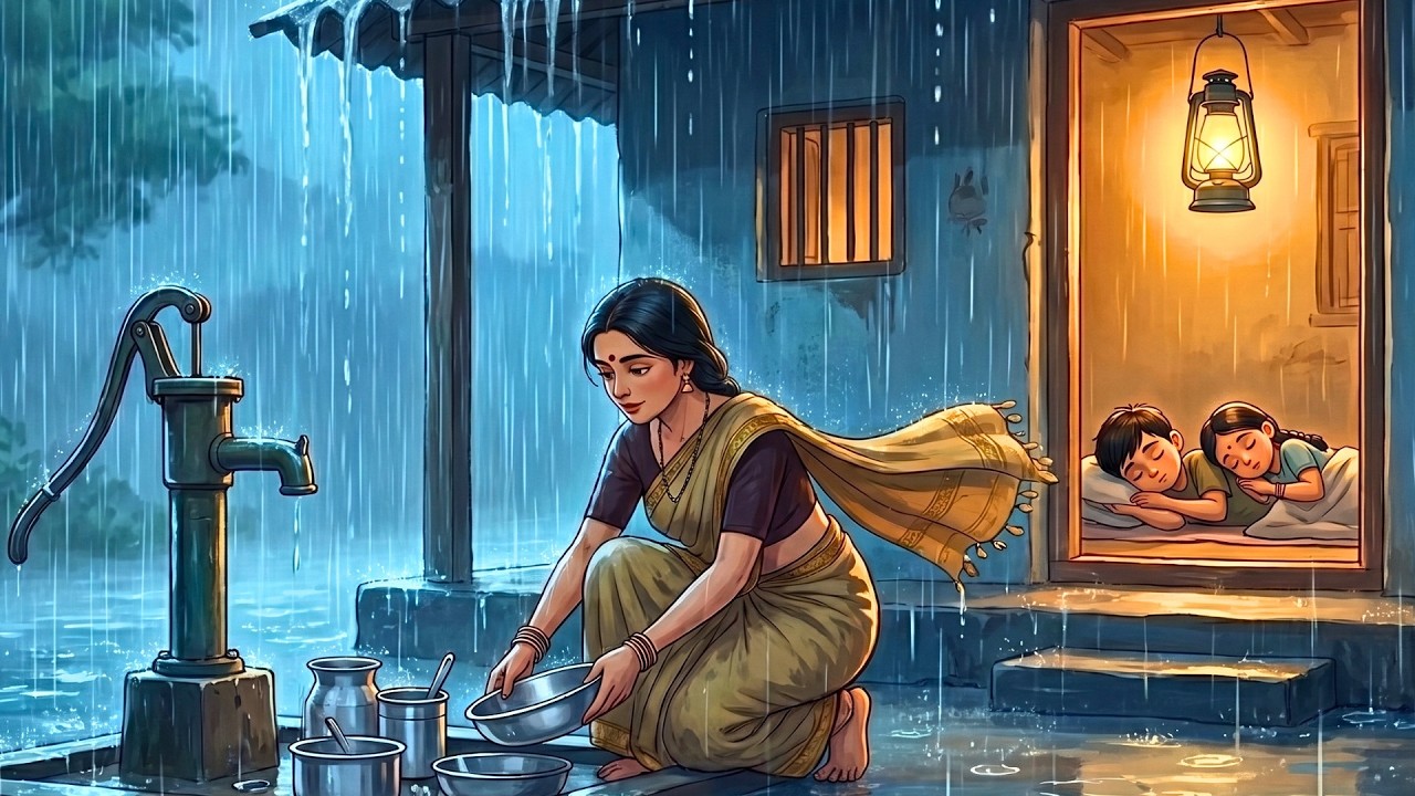 1990s Rainy Indian Village Life 🌧️ | A Village Mother's Rainy Day Routine | Ghibli Style ASMR