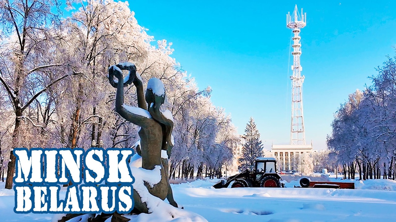 Minsk 4K | Самый красивый зимний день в столице. Прогулка по центру города.