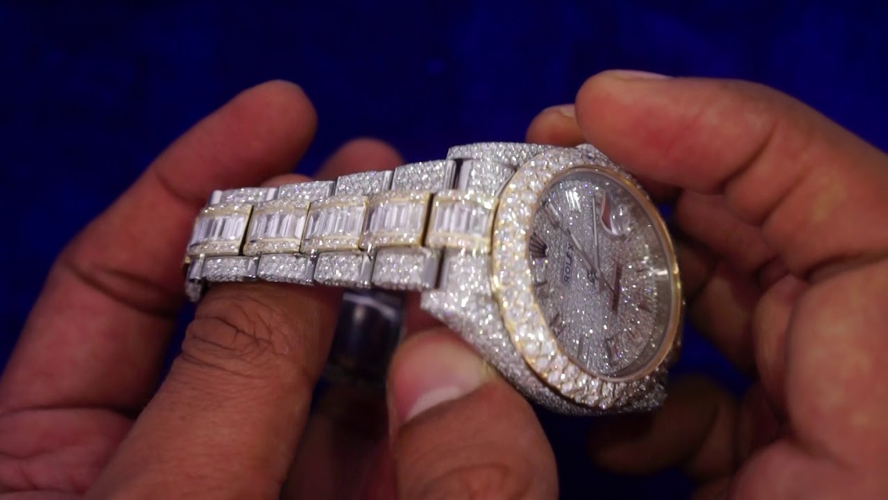Rolex Datejust 2 41mm Watch Baguettes and Round Iced Out Diamond Flower Setting Asaardiamonds