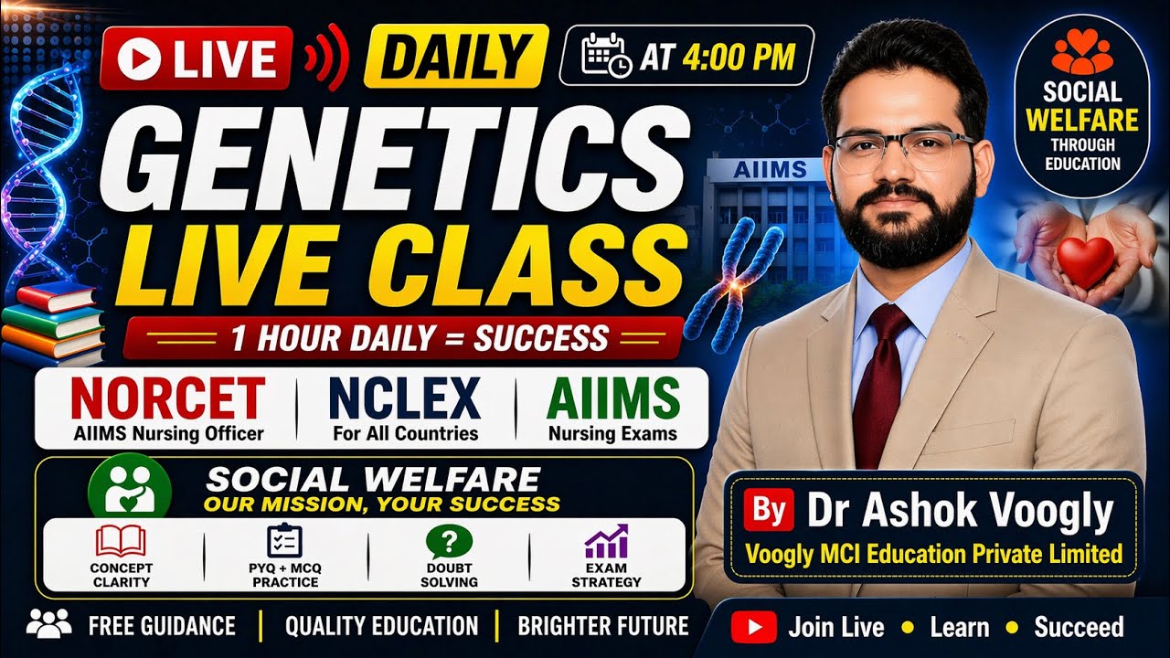 Genetics 🧬 in One Class | RRB | NORCET | Nursing Crash Revision | Voogly Live Class 923 | Sahu Sir