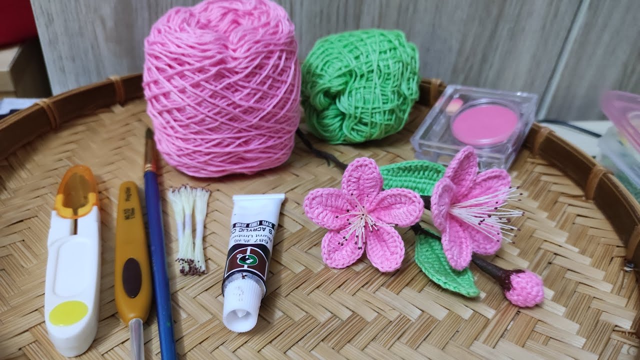 Hướng dẫn móc nụ và hoa Đào bằng Len đơn giản 🧶 Crochet flowers