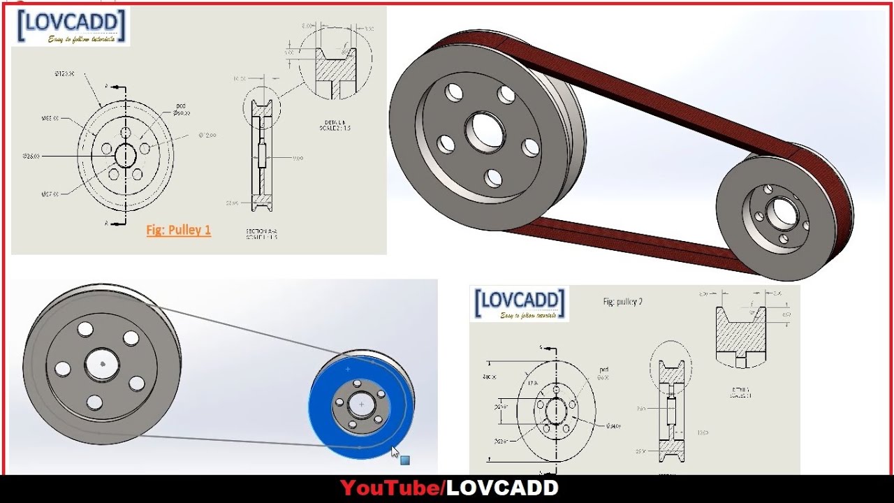 Спроектируйте ременную передачу с шкивом в SolidWorks с помощью анализа движения (учебное пособие...
