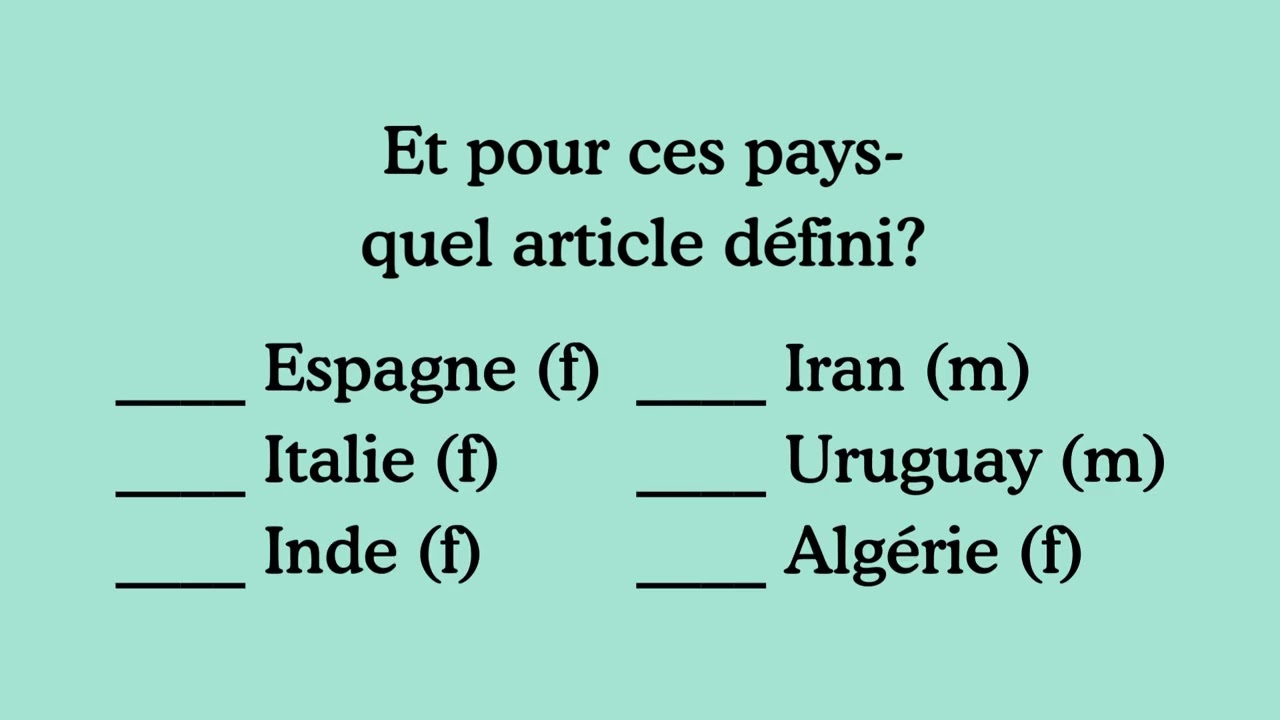 Les pays en français