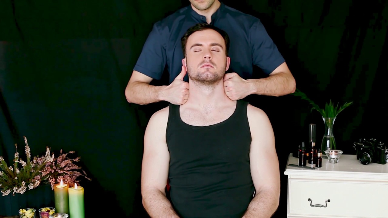 ASMR Male deep relaxation massage for stressful sleep and restart (A little whispering)