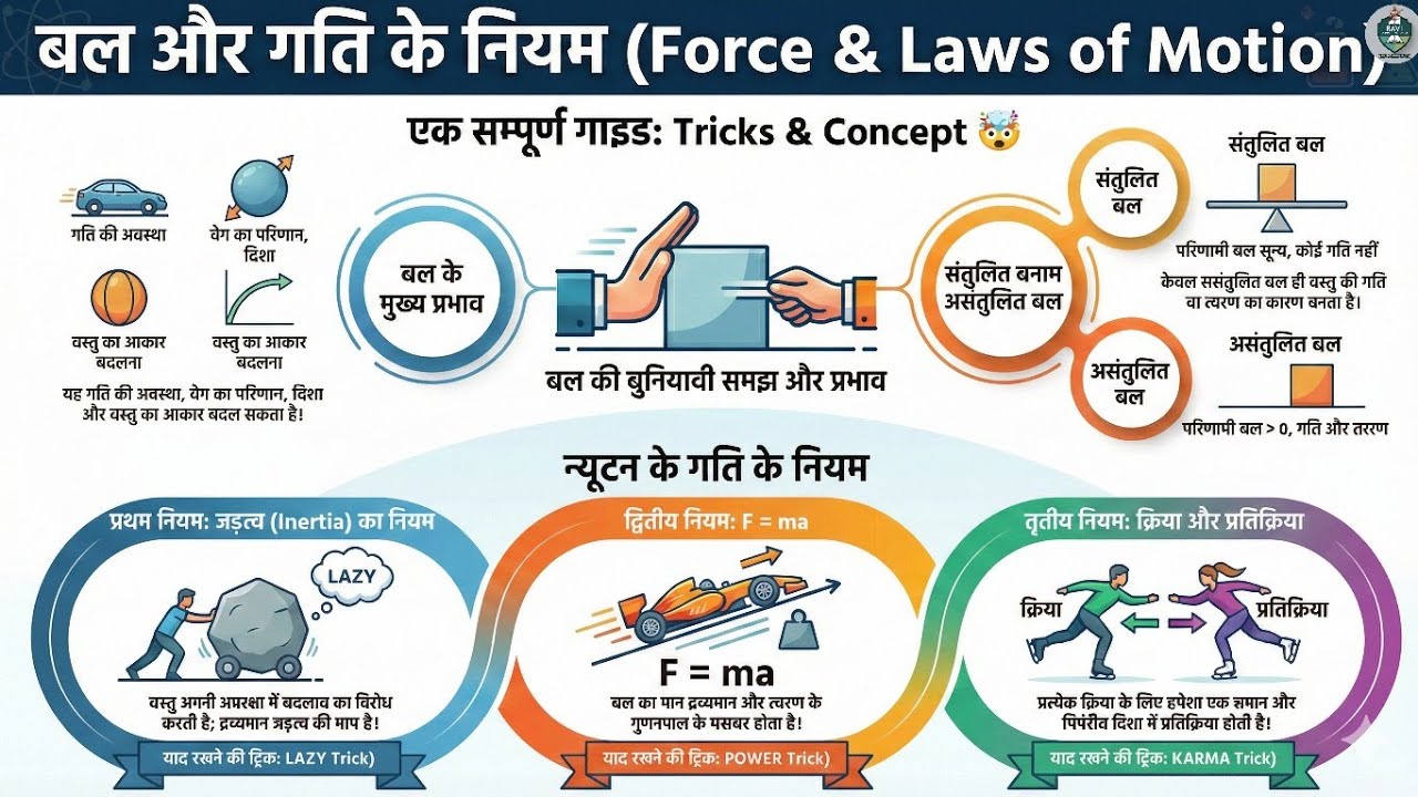 Science: Force and Laws of Motion (बल और गति) | 100% NCERT  🚀 | For RRB, SSC & Defence