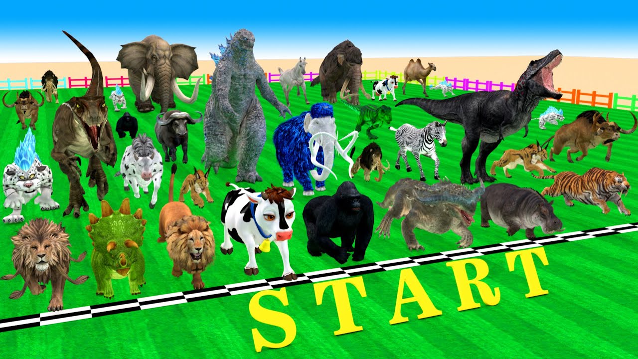 Incredible Animals Race vs Dinosaurs vs Prehistoric Mammals Speed Race Run: Who Will Win?ARBS #2026