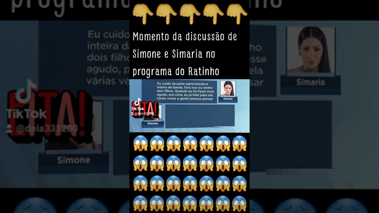 Momento da discuss&atilde;o de Simone e Simaria ao vivo