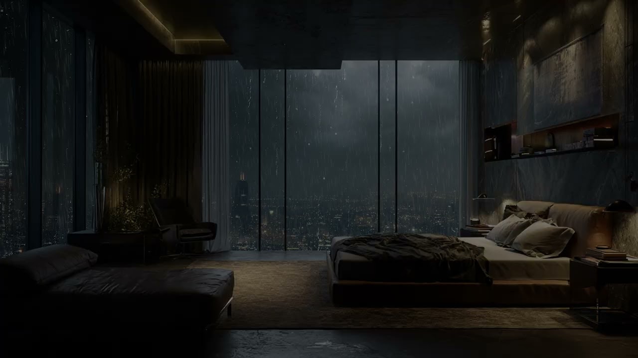 Soft rain redraws the evening ☕ letting attention drift without effort tonight inside