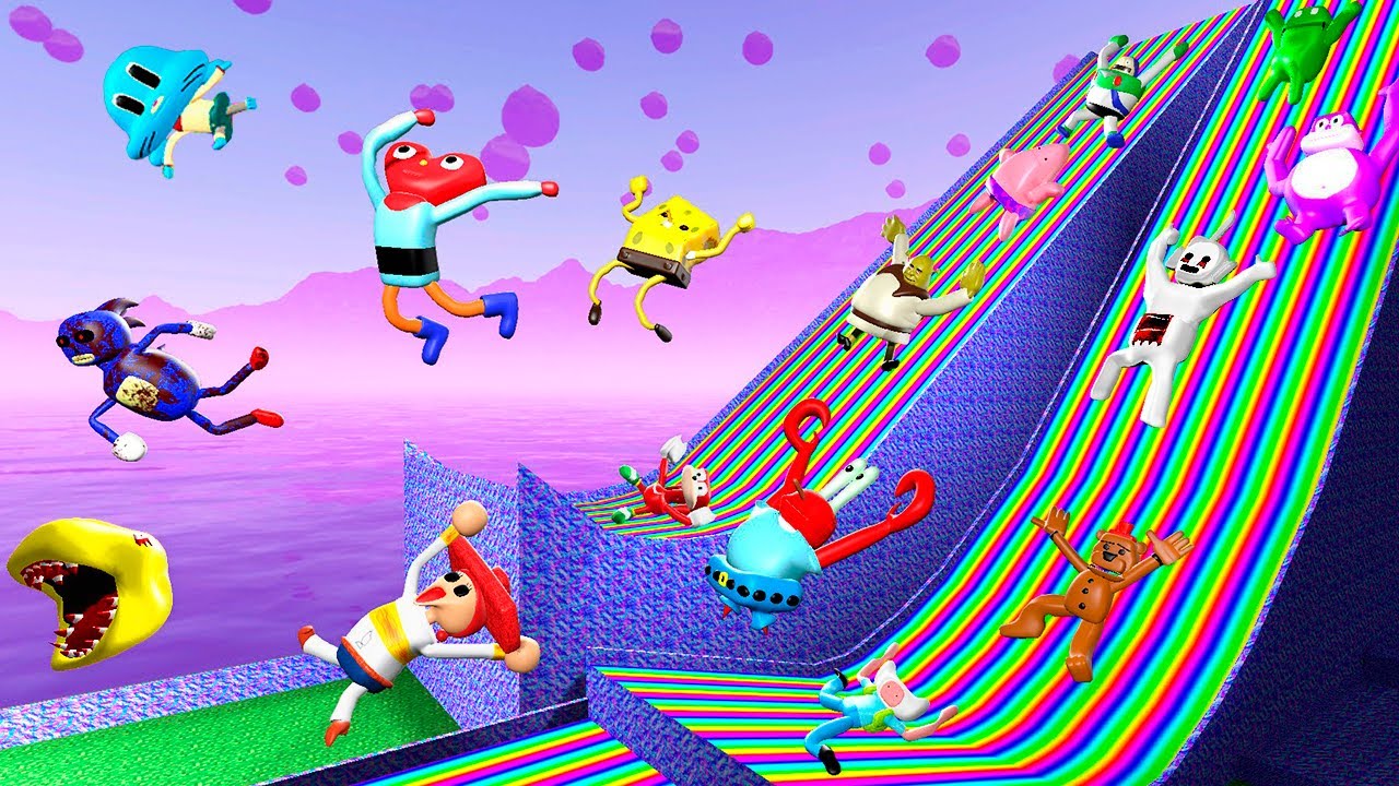 🎢 HUGE SLIDE ALL NEW 3D SANIC CLONES MEMES MEGA PUNCH SPARTAN KICKING in Garry's Mod !