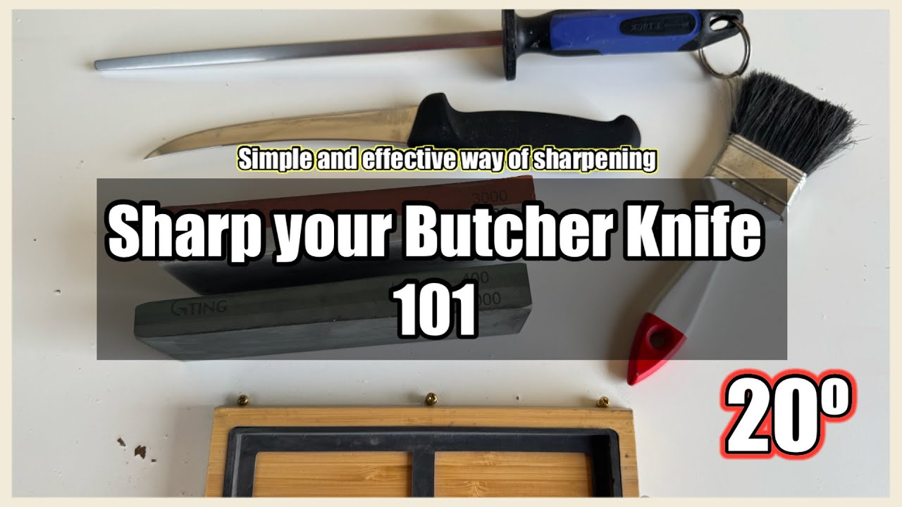 HOW TO SHARPEN YOUR BUTCHER KNIFE (No Water)  #how #howto #knifeskills