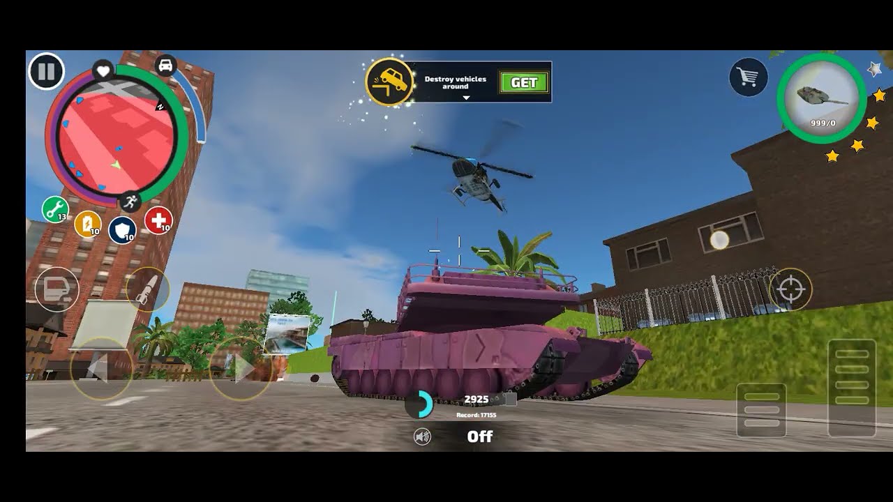 Pink tank fight green tank pink tank fight police robot car in rope hero vice town 😯