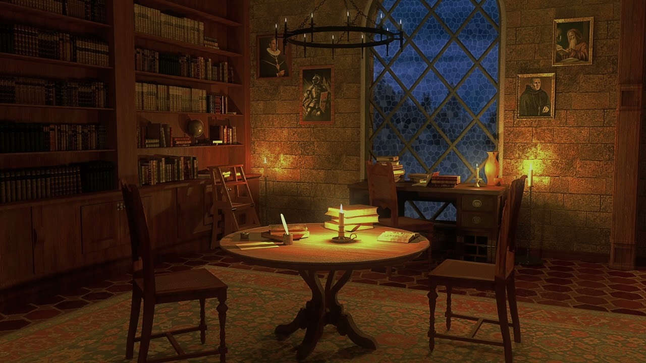 Rain Sounds for Sleep with Soft Thunder | Cozy Night in the Study (3 hours)