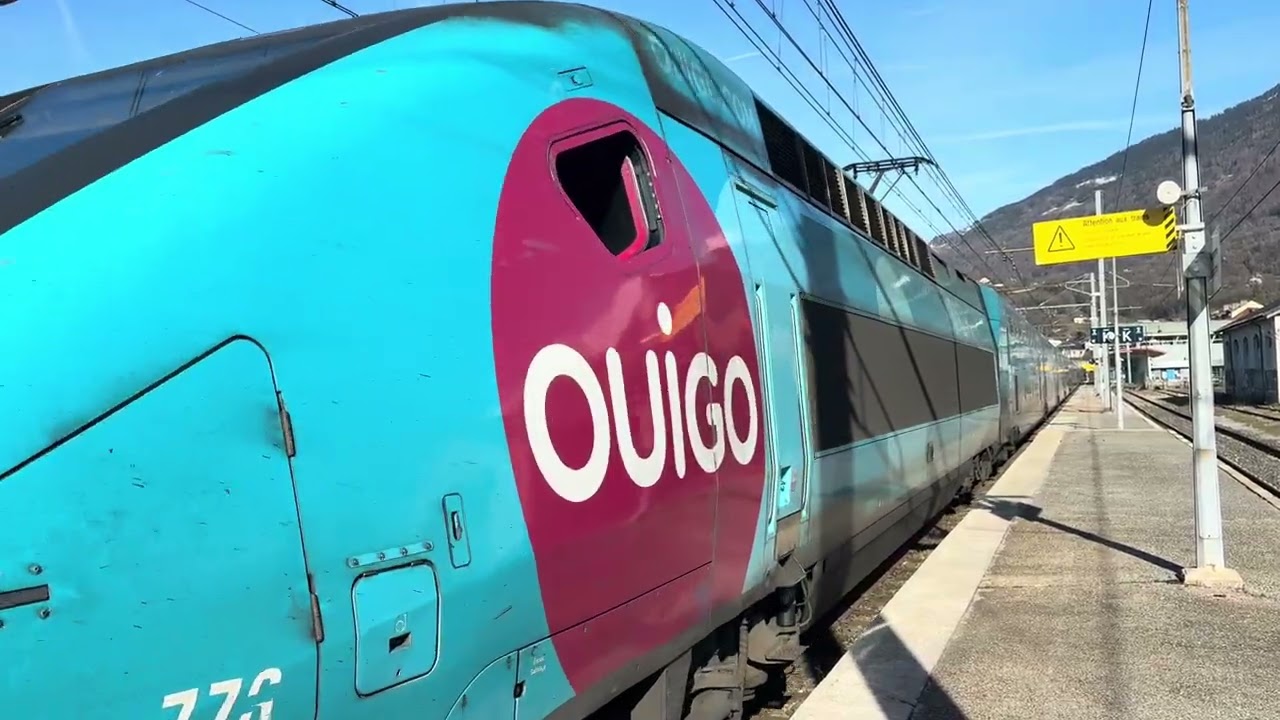 Le TGV OUIGO 7891 départ en gare d’Albertville ce 26 février à 15h16 en direction de BSM et ………………..