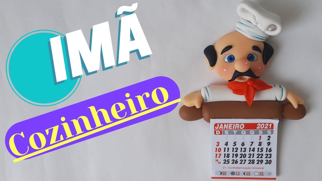 DIY- Cozinheiro imã de geladeira em biscuit passo a passo