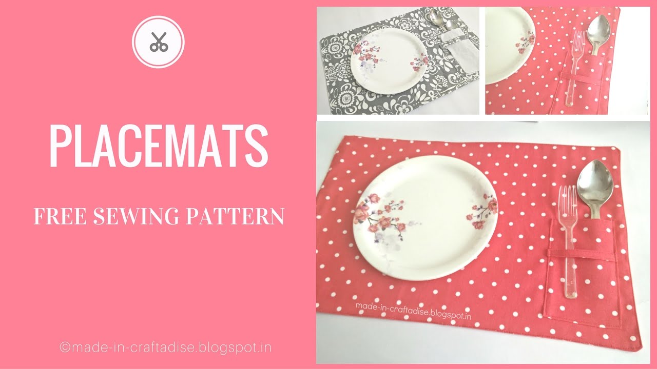DIY Fabric Placemats, Sew Easy Placemats with pocket, Free Sewing pattern