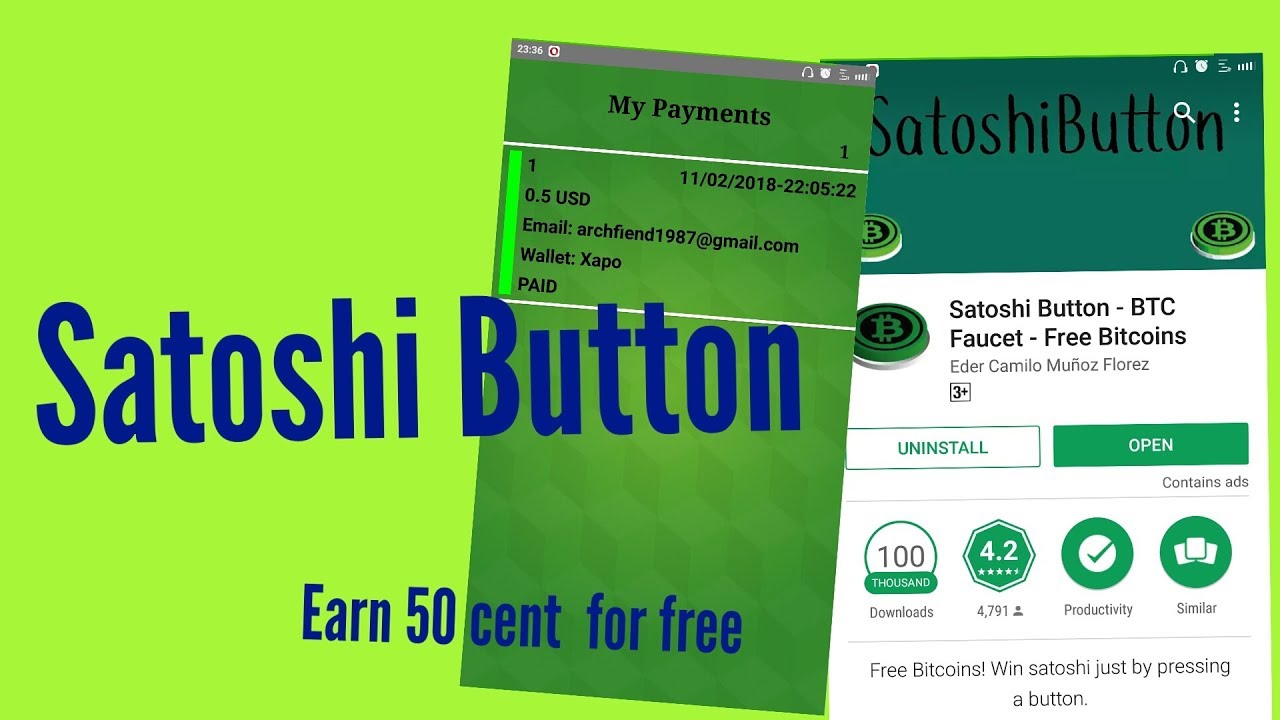 Satoshi Button app. Earn free Satoshi with a push