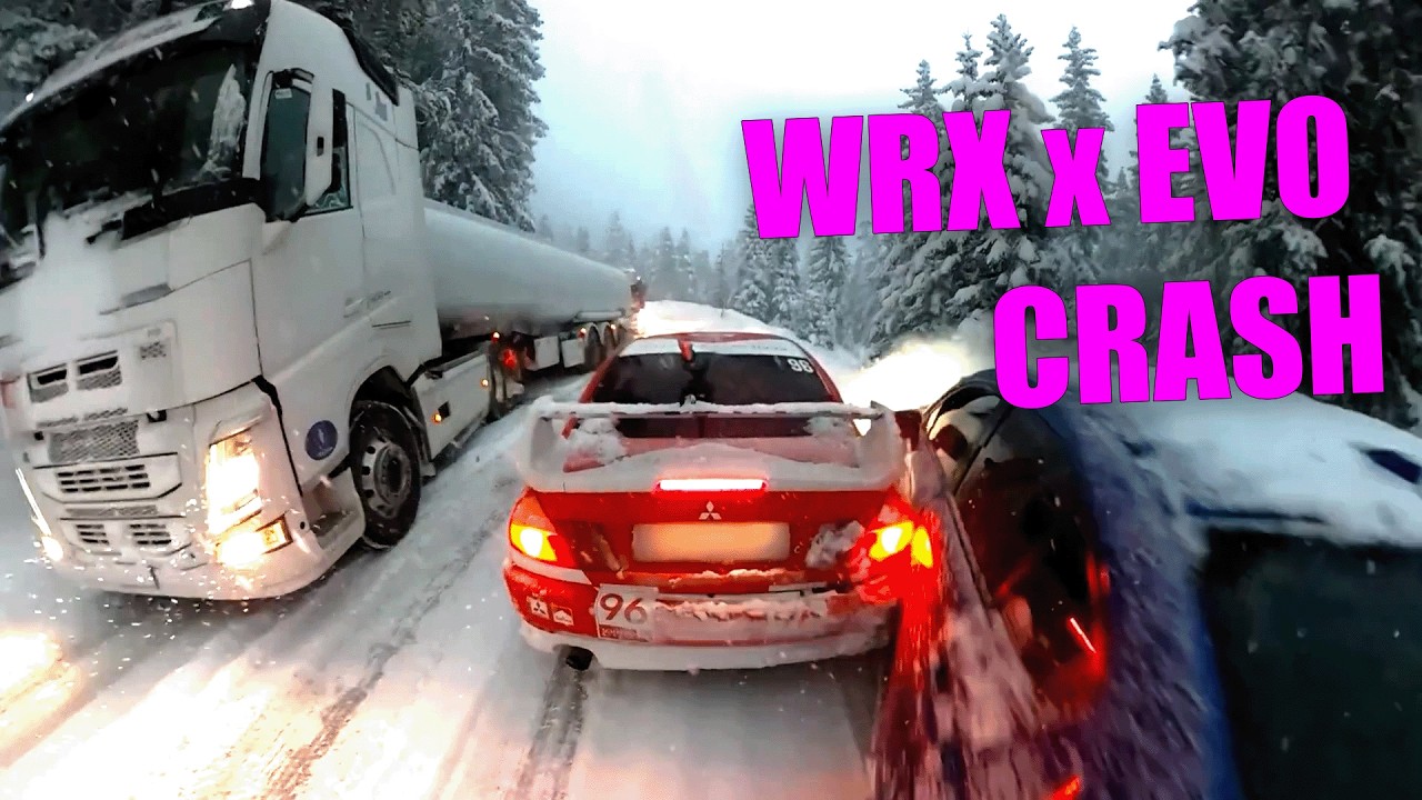 Subaru WRX врезается в EVO V RS Шипмана