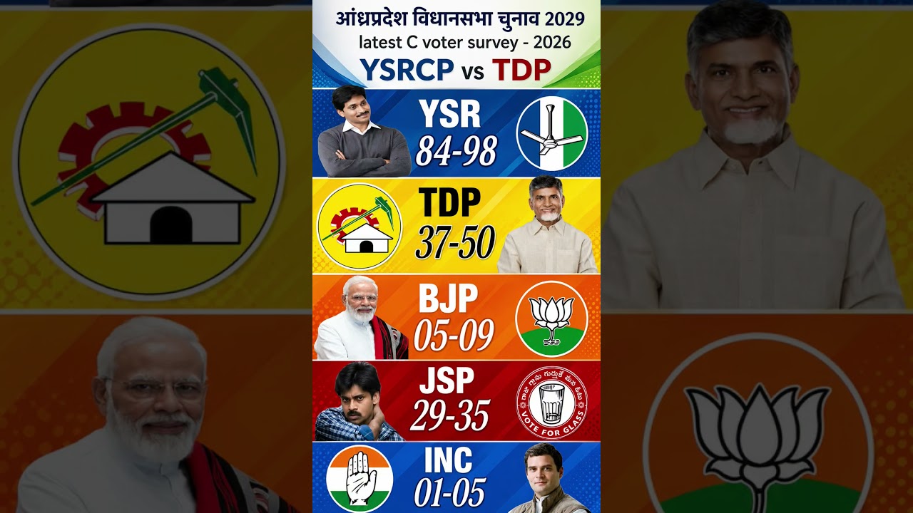 Andhra Pradesh Lok Sabha 2029: C-Voter Survey 2026! TDP vs JSP Who is Winning? YSRCP vs #ysrcp