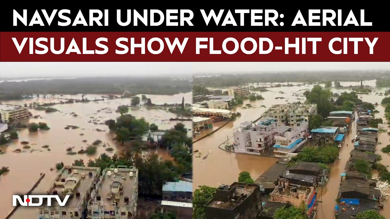 Gujarat Floods | Navsari Under Water: Aerial Visuals Show Flood-Hit City After Purna River Swells