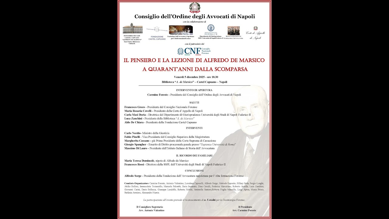 IL PENSIERO E LA LEZIONE DI ALFREDO DE MARSICO A QUARANT'ANNI DALA SCOMPARSA
