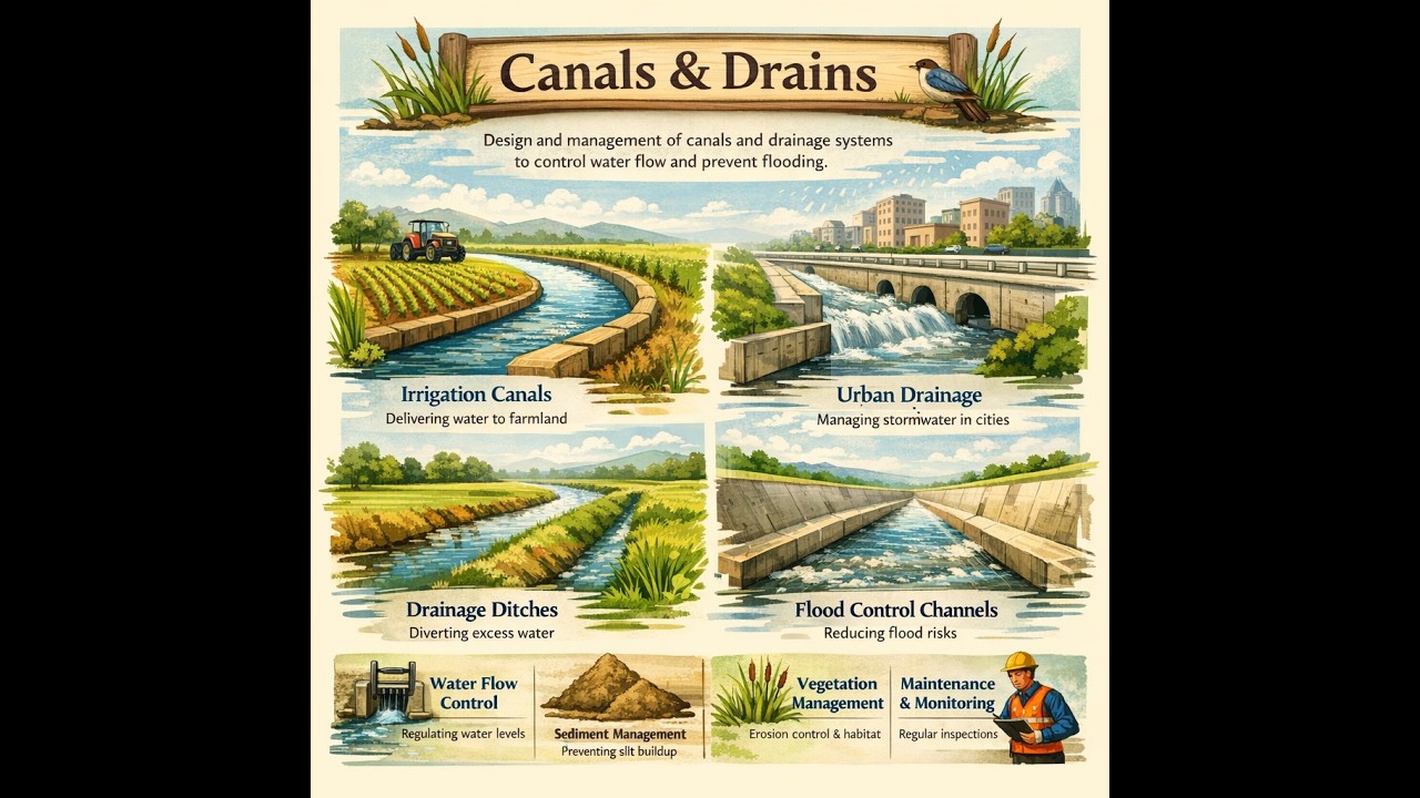 Design of Section for Canals & Drains  تصميم قطاعات الترع والمصارف  مع حساب التكلفه