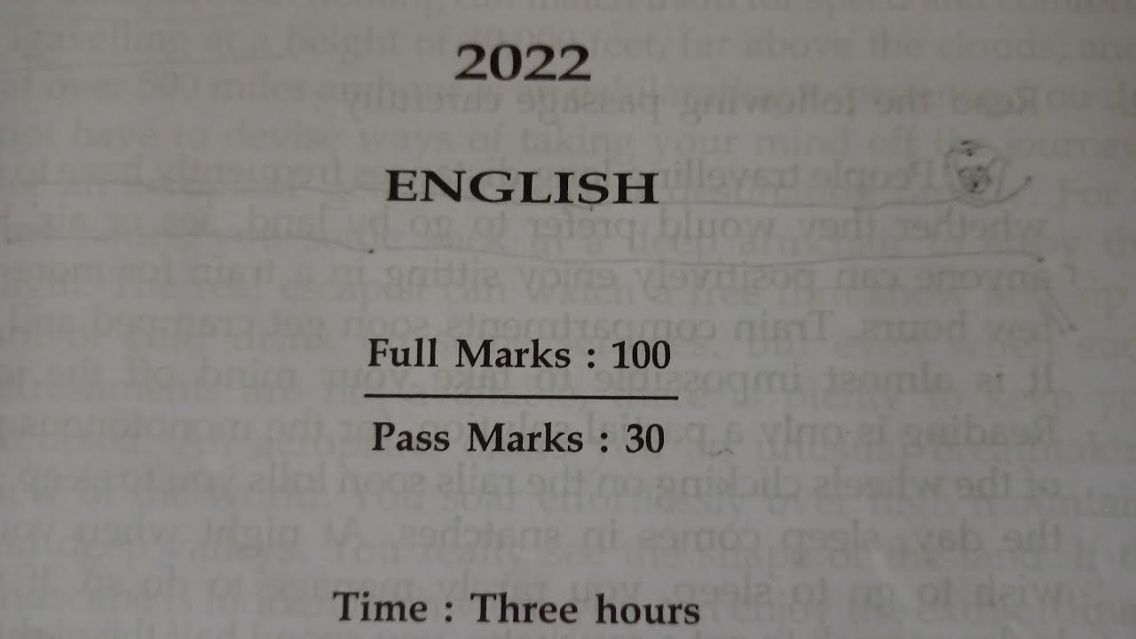 2022 HS English question paper | Ahsec english full paper 2022 |